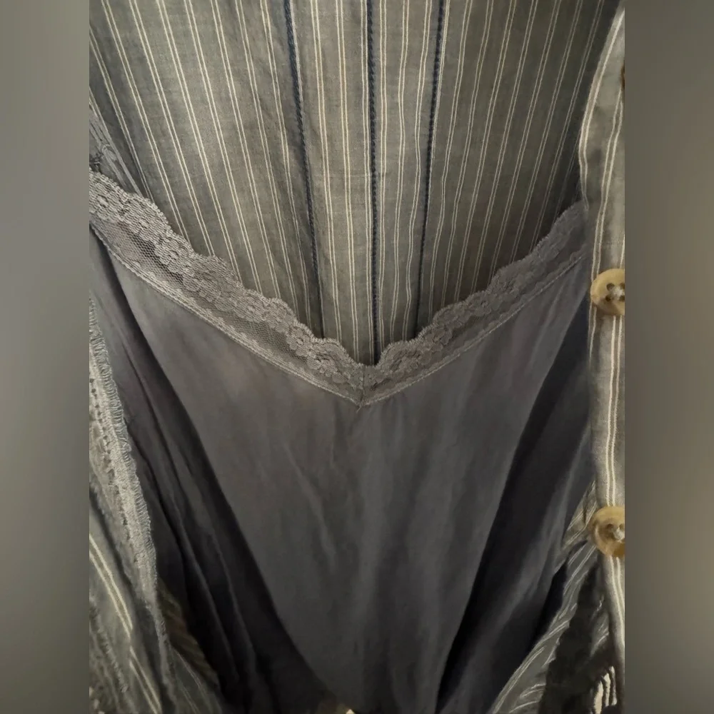 Anthropologie x Pilcro Flowy Puff-Sleeve Shirt Dress in Chambray